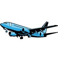 drawn blue plane on a white background