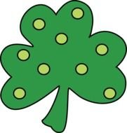 Month of March, green leaf of clover, drawing