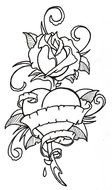 heart and rose, Tattoo design