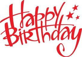 red lettering "happy birthday" as a picture for clipart