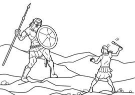 David Peleando Con Goliat Para Colorear Dibujos Cristianos