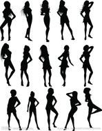 various sexy women silhouettes