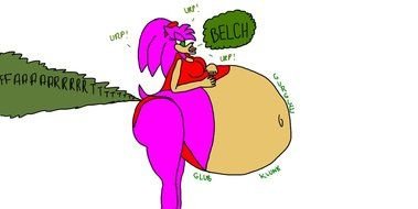 cartoon character with a distended stomach