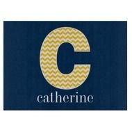 Navy And Yellow Chevrons Huge Monogram Letter C