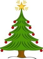 Clipart of the Christmas tree with lighting star