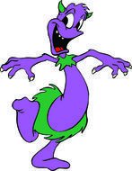 painted purple dancing monster