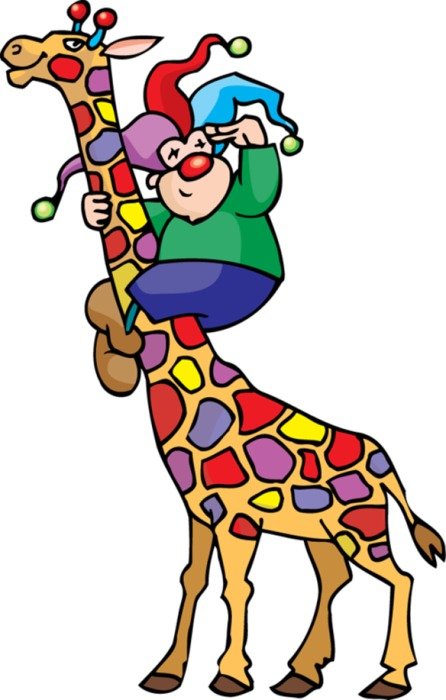 Clown Riding Giraffe drawing