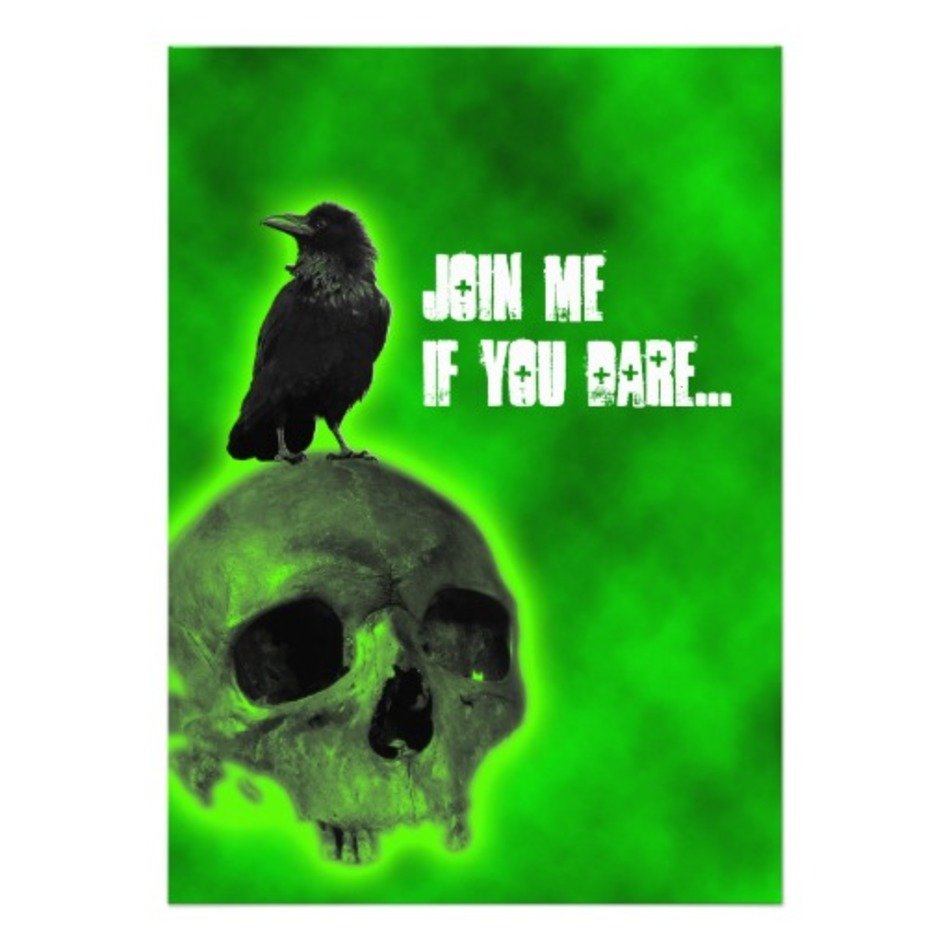 Boys 16th Birthday Raven And Skull Goth Invitation Zazzlecomau