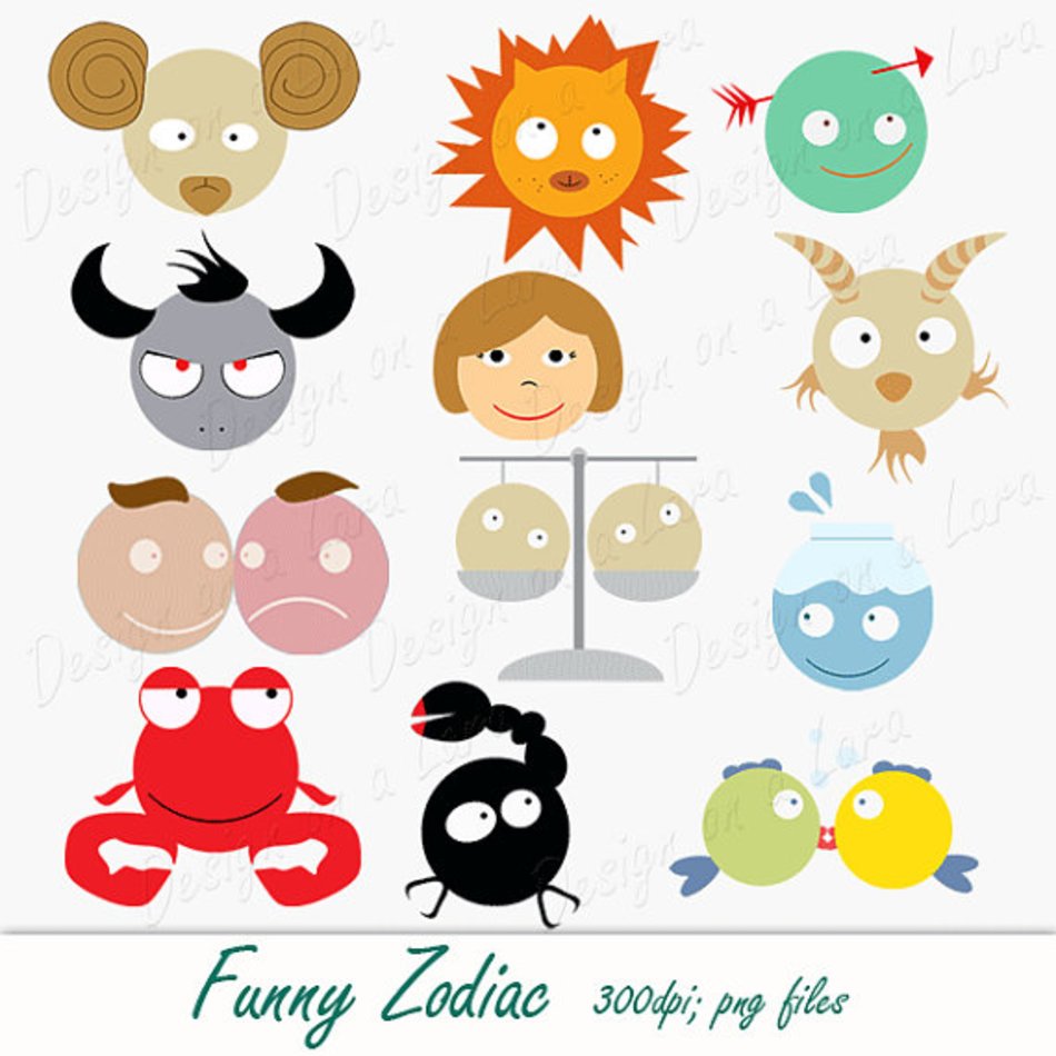 Funny Zodiac Digital Set Instant Downloadable