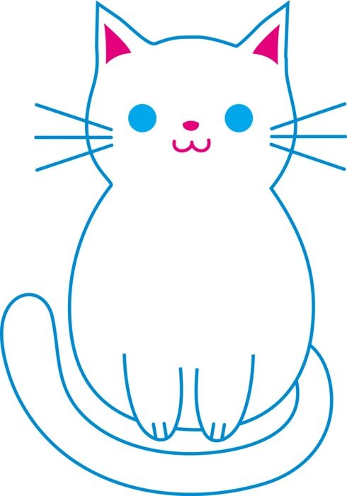 drawing of a cat on a white background