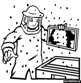 Beekeeper Coloring Page Free Online