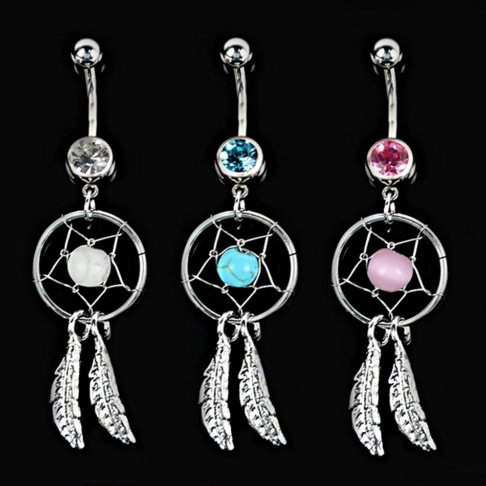 Dream Catcher Nombril Dangle Bar Bagues Art Corporel