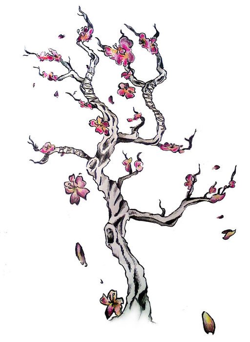 back tattoo of cherry blossom tree floating over a  Stable Diffusion   OpenArt