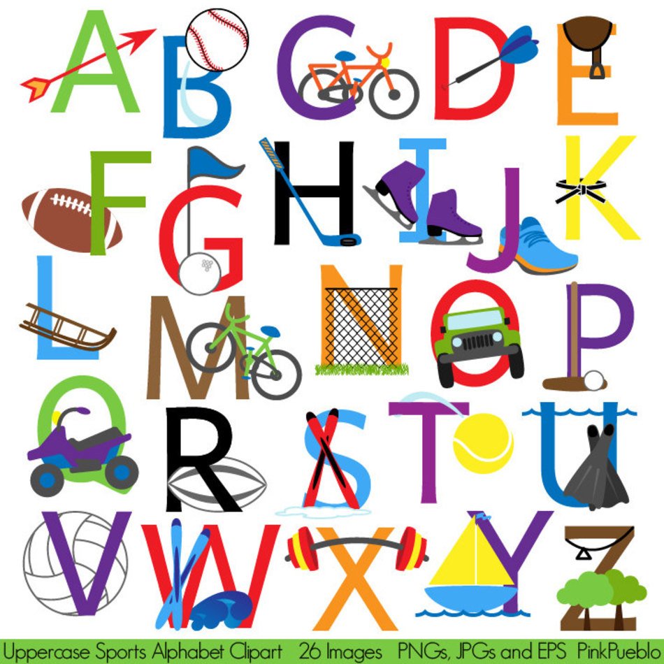 Sports Alphabet Font With Letters By Pinkpueblo clipart