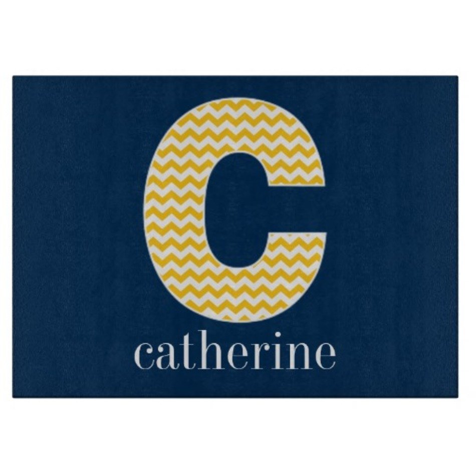 Navy And Yellow Chevrons Huge Monogram Letter C