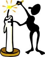 silhouette lights a candle drawing