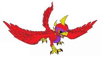 painted red bird of prey
