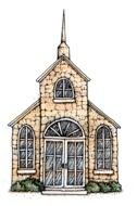 monastery building on a white background