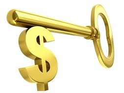 Dollar Symbol gold key drawing