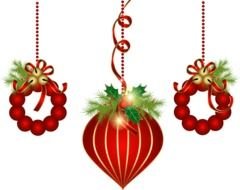 three Red Christmas Ornaments, drawing