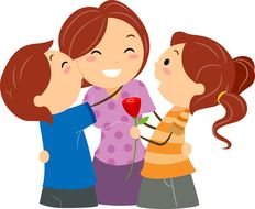 Children Kissing Mamma drawing