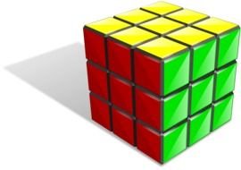 drawn multifaceted ruby cube on a black background