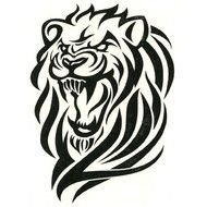 painted black and white lion head