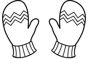 black and white mittens on a white background