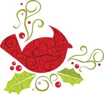 The Christmas red bird drawing