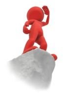 drawn red man on a cliff