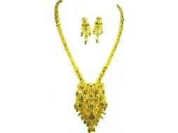 earrings and a gold necklace as a decoration