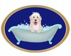 dog in the bathroom drawing