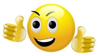 smiley with hands on a white background