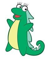 drawn green cartoon dragon