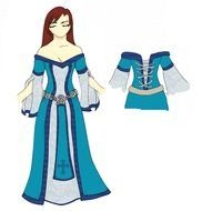painted princess in a blue dress and corset