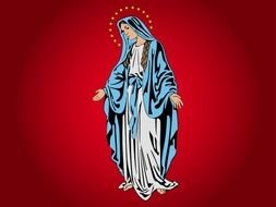 image of St. Mary on a burgundy background