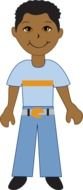 drawing of an african american boy in blue clothes
