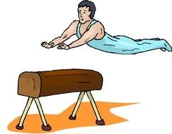 man doing exercises on Gymnastics Beam, drawing
