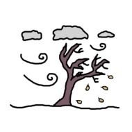 drawing of a tree in the wind