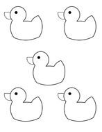 drawn five ducklings on a white background