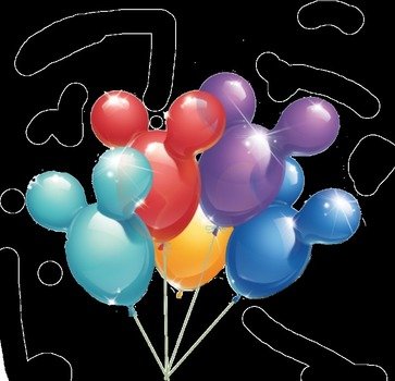 Multicolored balloons in the shape of Mickey Mouse