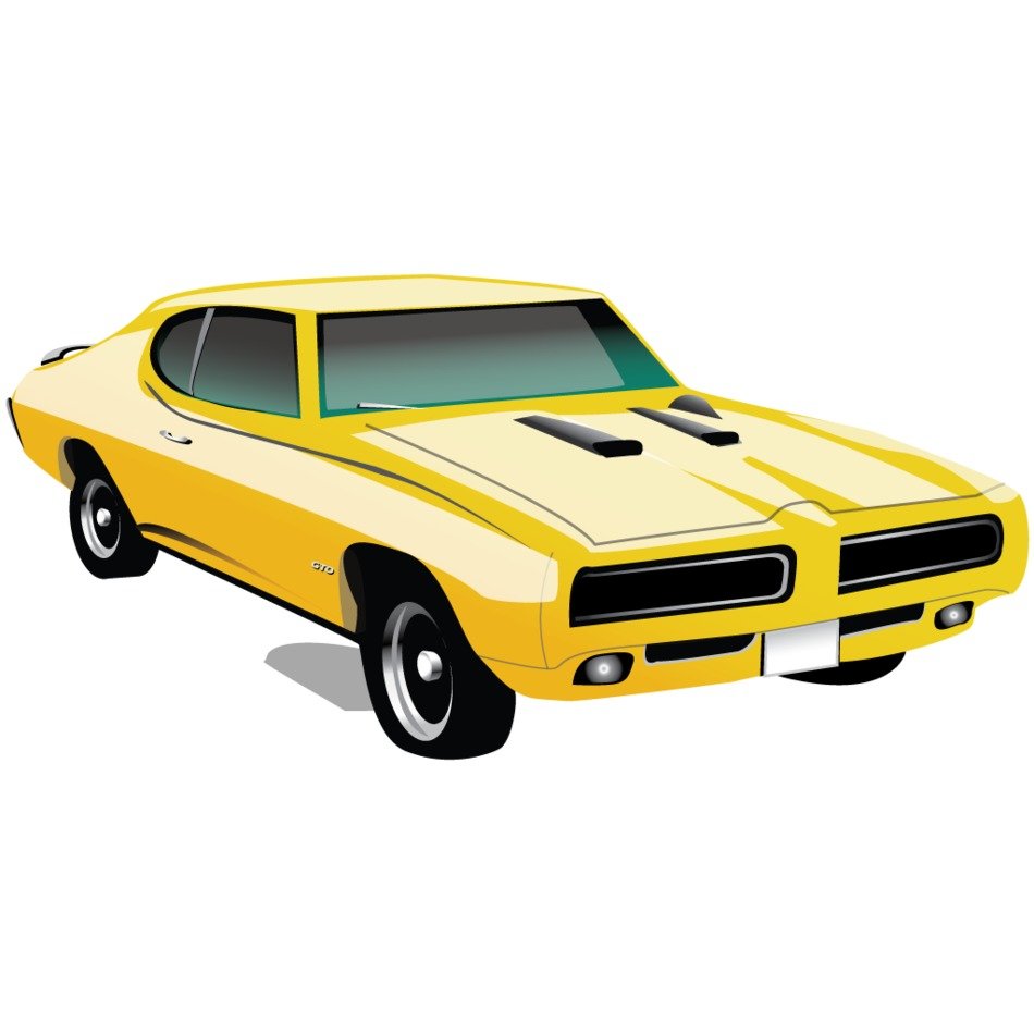 yellow car on a white background