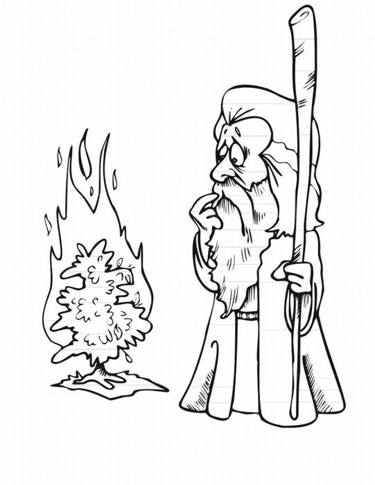 black and white drawing of a Jewish man near a fire