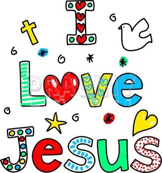 Love Jesus Whimsical Decorative Cartoon Text &ndash; Prawny