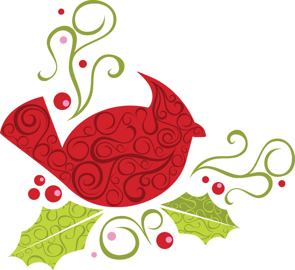 The Christmas red bird drawing