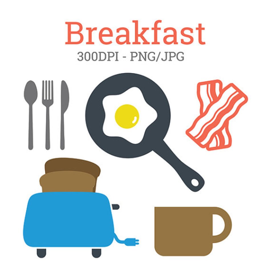 Breakfast Food 300dpi Png jpg Digital Graphics