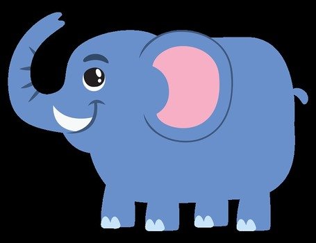 cartoon blue elephant on a black background