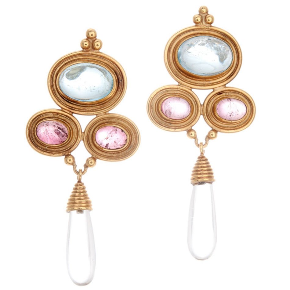 St Claire Aquamarine Tourmaline And Rock Crystal Earrings At 1stdibs