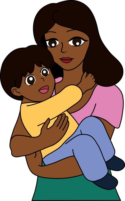 mother with a baby in her arms in a graphic representation