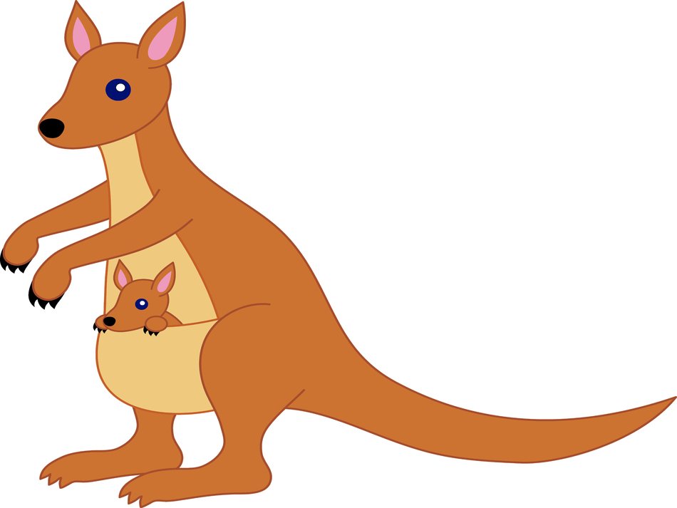 kangaroo with a cub as a graphic image